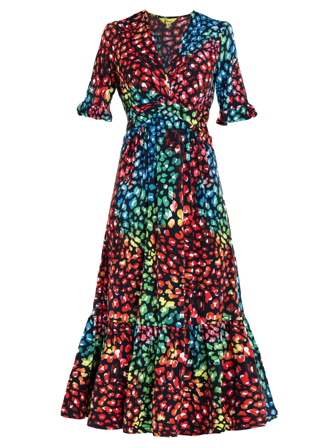 Jolie Moi Paola Tiered Midi Dress, Navy/Multi