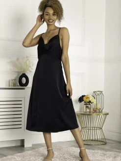Jolie Moi Reene Cowl Neck Midi Dress, Blue