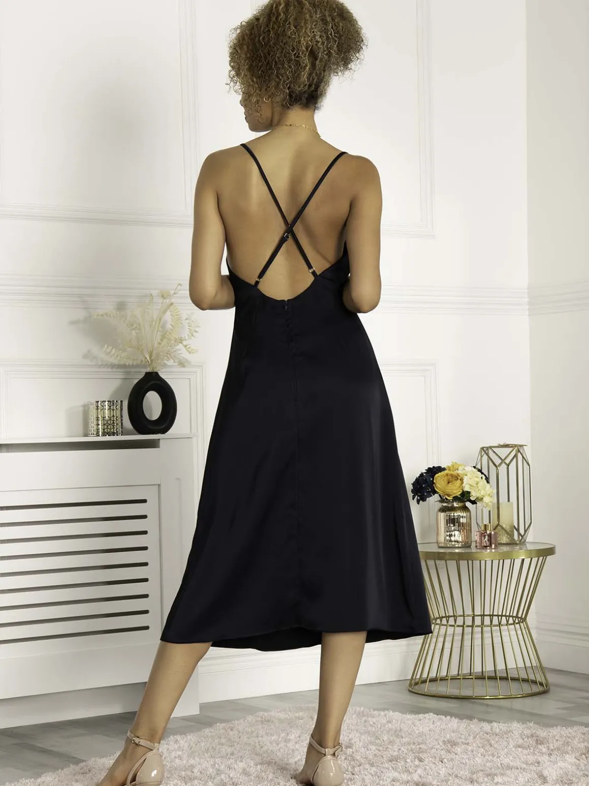 Jolie Moi Reene Cowl Neck Midi Dress, Blue