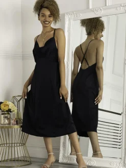Jolie Moi Reene Cowl Neck Midi Dress, Blue