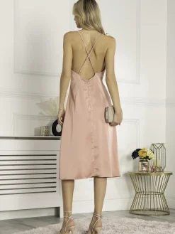 Jolie Moi Reene Cowl Neck Midi Dress, Dusty Pink