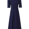 Jolie Moi Roll Collar 50s Dress, Navy