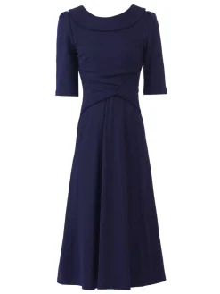 Jolie Moi Roll Collar 50s Dress, Navy