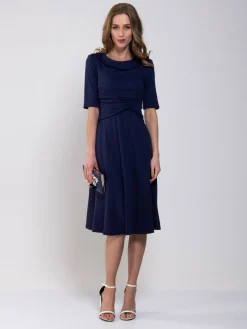 Jolie Moi Roll Collar 50s Dress, Navy