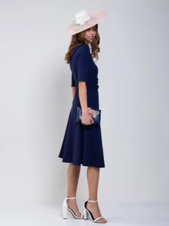 Jolie Moi Roll Collar 50s Dress, Navy