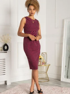 Jolie Moi Roll Collar Sleeveless Shift Dress, Pink Geo