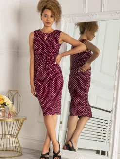 Jolie Moi Roll Collar Sleeveless Shift Dress, Pink Geo