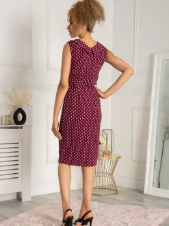 Jolie Moi Roll Collar Sleeveless Shift Dress, Pink Geo