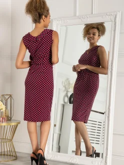 Jolie Moi Roll Collar Sleeveless Shift Dress, Pink Geo