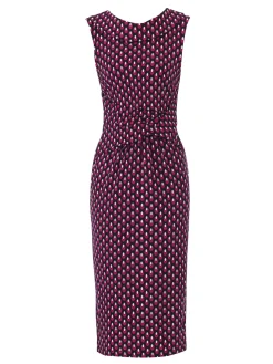 Jolie Moi Roll Collar Sleeveless Shift Dress, Pink Geo