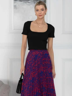 Jolie Moi Saige Animal Print Pleated Midi Skirt, Abstract Multi