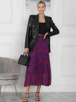 Jolie Moi Saige Animal Print Pleated Midi Skirt, Abstract Multi