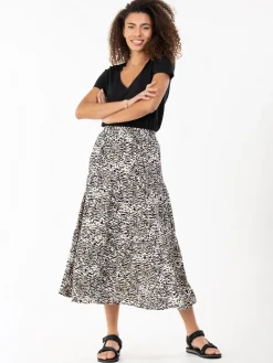 Jolie Moi Sara Animal Print Midi Skirt, Cream Animal
