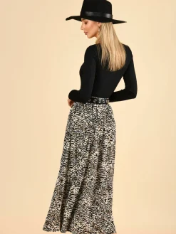 Jolie Moi Sara Animal Print Midi Skirt, Cream Animal