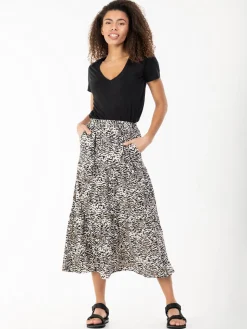 Jolie Moi Sara Animal Print Midi Skirt, Cream Animal