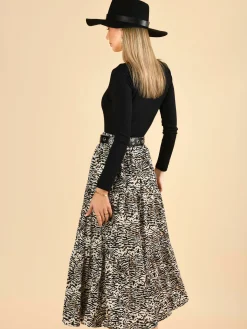 Jolie Moi Sara Animal Print Midi Skirt, Cream Animal