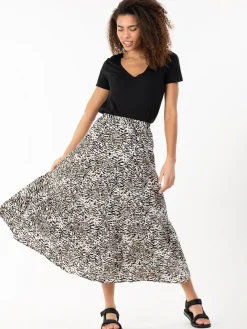 Jolie Moi Sara Animal Print Midi Skirt, Cream Animal