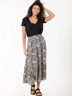 Jolie Moi Sara Animal Print Midi Skirt, Cream Animal
