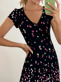 Jolie Moi Sasha Midi Dress, Black Multi