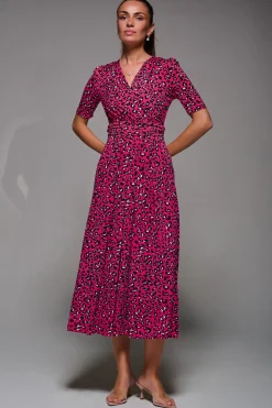 Jolie Moi Selene Animal Print Maxi Dress, Magenta