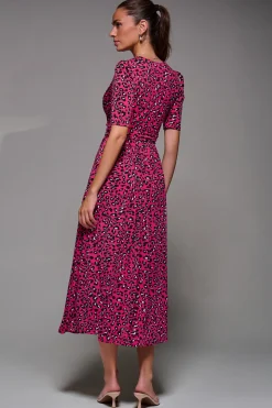 Jolie Moi Selene Animal Print Maxi Dress, Magenta