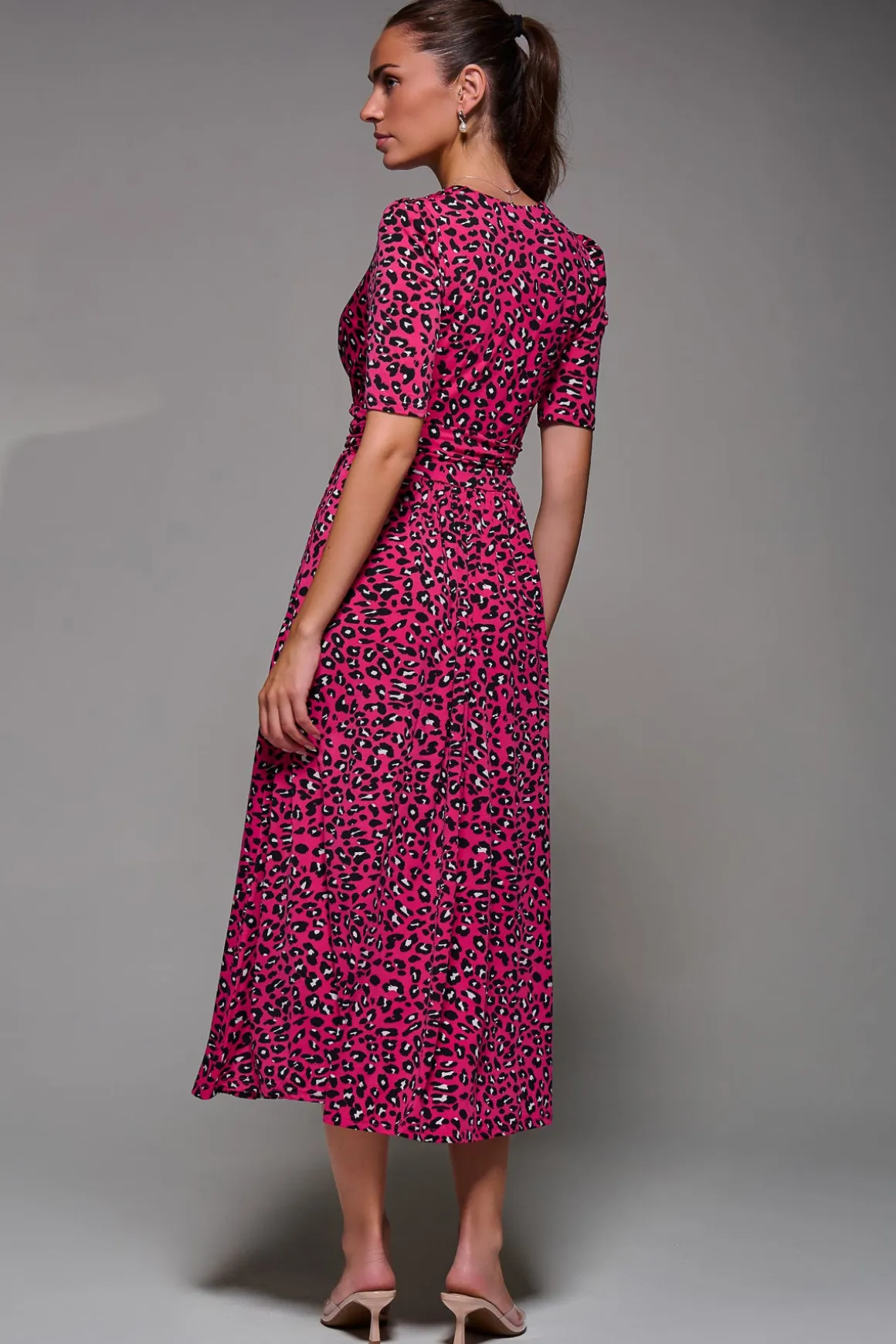 Jolie Moi Selene Animal Print Maxi Dress, Magenta