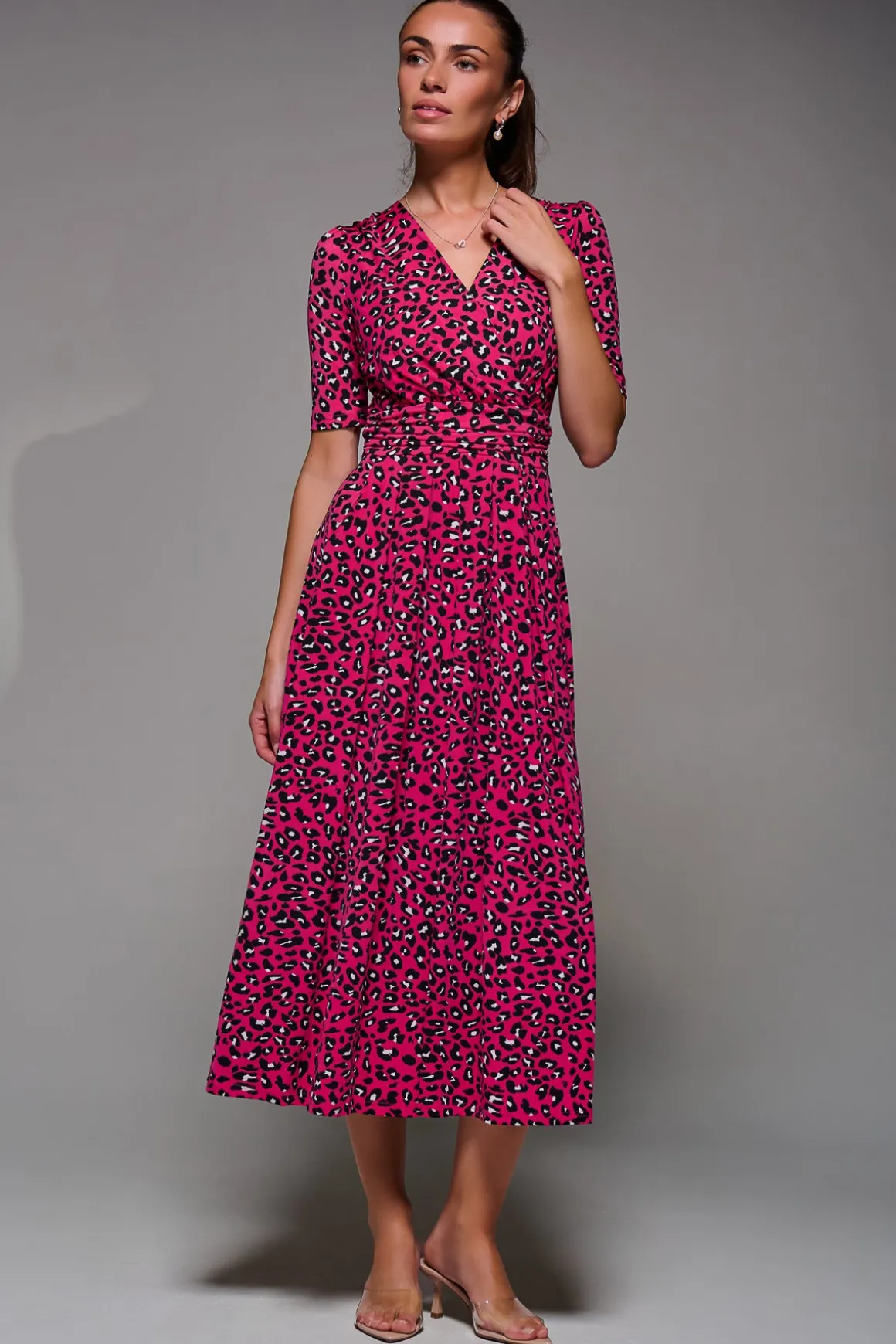 Jolie Moi Selene Animal Print Maxi Dress, Magenta