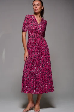 Jolie Moi Selene Animal Print Maxi Dress, Magenta