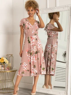 Jolie Moi Shirley Mesh Midi Dress, Dusty Pink