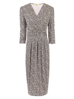 Jolie Moi Wrap Front Bodycon Dress, Beige Leopard
