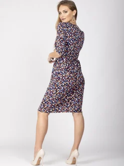 Jolie Moi Wrap Front Bodycon Dress, Navy Floral