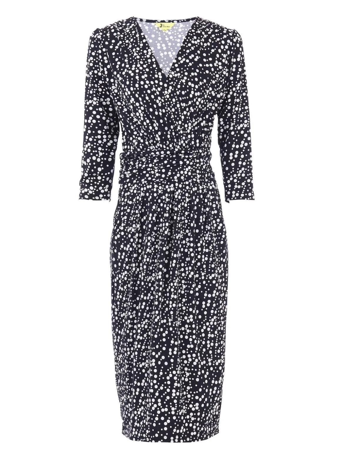 Jolie Moi Wrap Front Bodycon Dress, Navy Spot