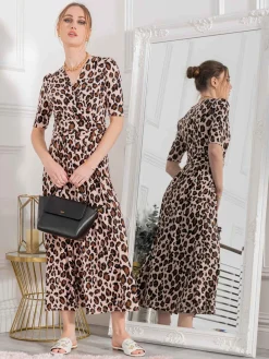 Josie Animal Print Dress, Light Pink