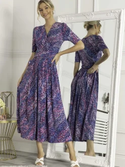 Josie Animal Print Maxi Dress, Blue Multi