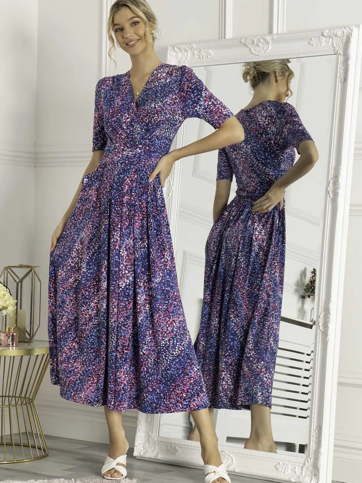 Josie Animal Print Maxi Dress, Blue Multi