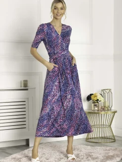 Josie Animal Print Maxi Dress, Blue Multi