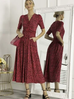 Josie Animal Print Maxi Dress, Cerise