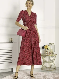Josie Animal Print Maxi Dress, Cerise