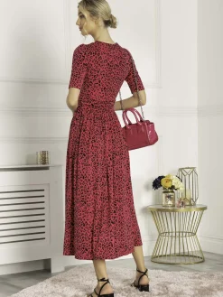 Josie Animal Print Maxi Dress, Cerise