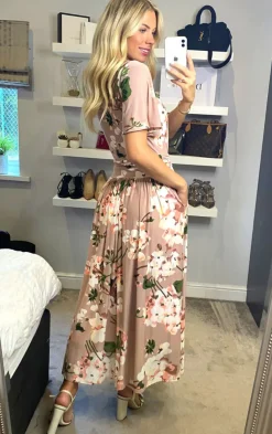 Julita Floral Mesh Midi Dress, Pink Floral