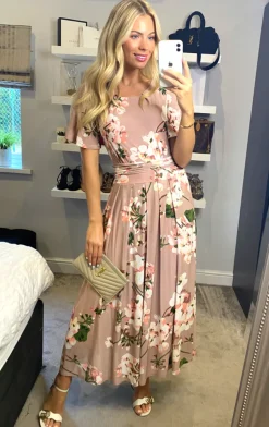 Julita Floral Mesh Midi Dress, Pink Floral