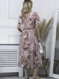 Julita Floral Mesh Midi Dress, Pink Floral