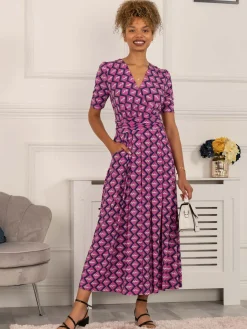 Katherine Half Sleeve Maxi Dress, Pink Multi