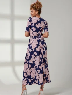 Kenzie Half Sleeve Jersey Maxi Dress, Floral Abstract