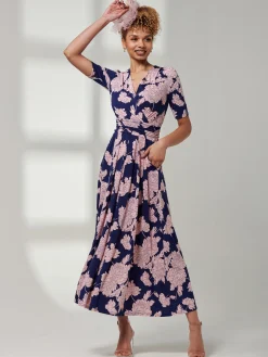 Kenzie Half Sleeve Jersey Maxi Dress, Floral Abstract