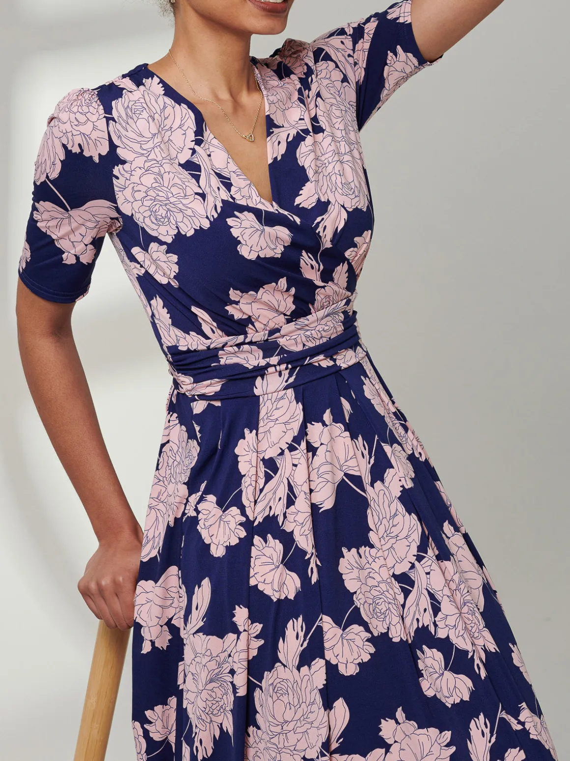 Kenzie Half Sleeve Jersey Maxi Dress, Floral Abstract