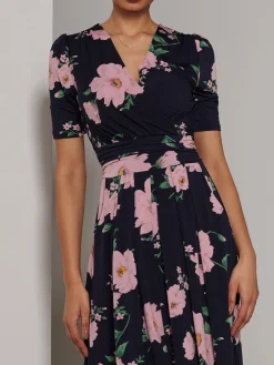 Kenzie Half Sleeve Jersey Maxi Dress, Navy Floral