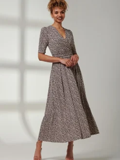 Kenzie Half Sleeve Jersey Maxi Dress, Neutral Animal