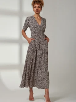 Kenzie Half Sleeve Jersey Maxi Dress, Neutral Animal