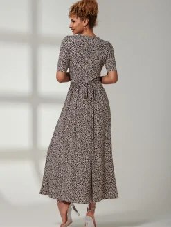 Kenzie Half Sleeve Jersey Maxi Dress, Neutral Animal
